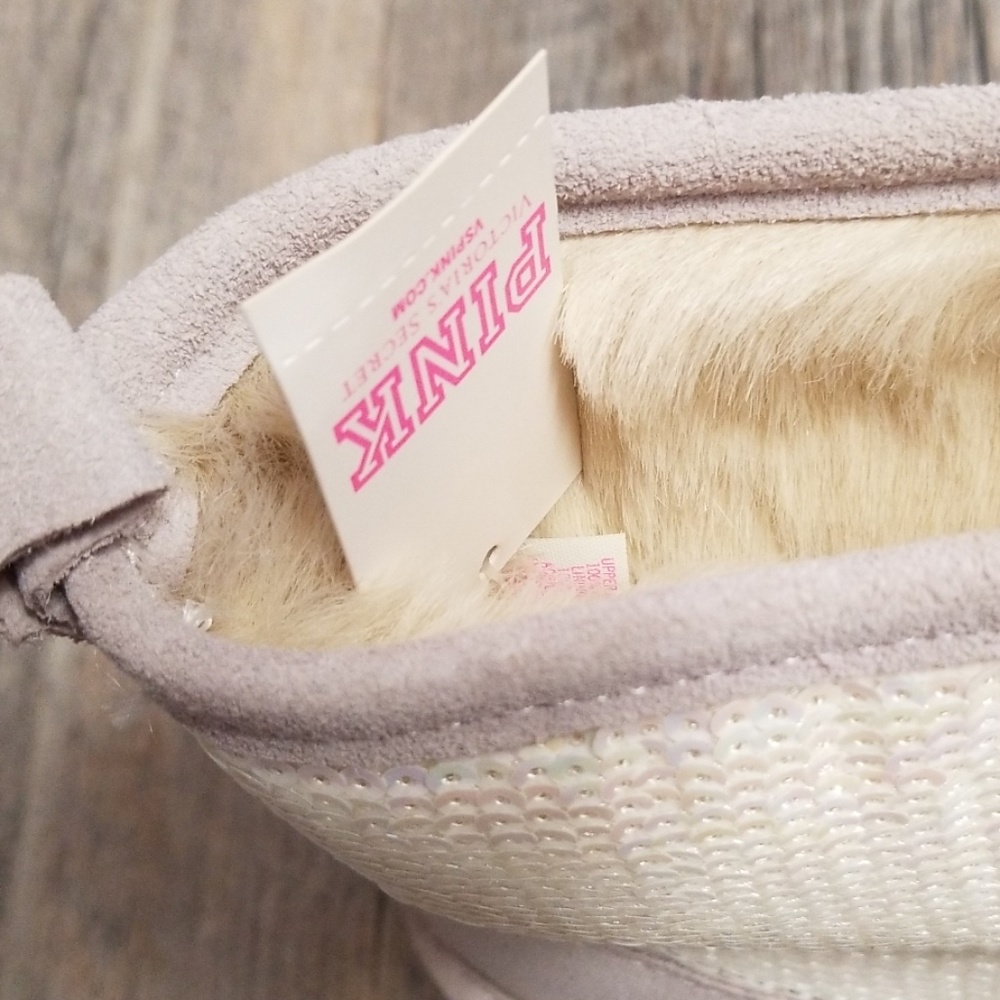 Victoria's Secret PINK Sequin Fur Booties Soes - Picture 5 of 7